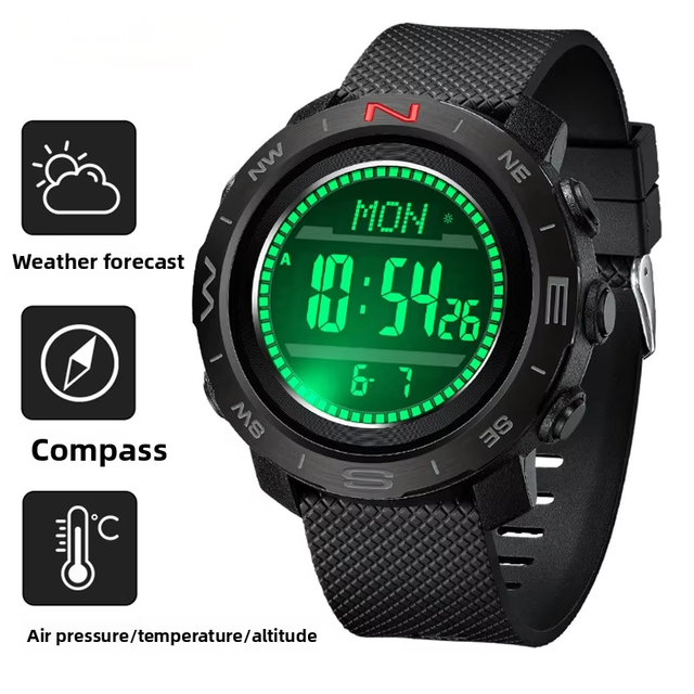 Light Outdoor Sports Watch Altitude Temperature Compass Smart Pedometer 50m Waterproof Chronograph Luminous OEM ODM
