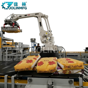 Ligne de palettisation et d'emballage automatique pour sacs tissés avec pesage et codage, robot 6 axes robuste et personnalisable - Product Image 1