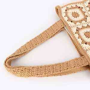 Nouveau Sac Tissé en Coton Fait Main au Crochet avec Patchwork 2026 pour Femme – Polyvalent, Tendance, Fermeture Éclair – Idéal Plage, Vacances, Bureau, Trajet Quotidien - Product Image 2