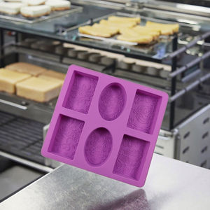 Molde de Silicona de Grado Alimenticio para Fondant, Pastel y Jabón, 6 Formas, Resistente a Altas Temperaturas, <span class=keywords><strong>Rectangular</strong></span>, Fácil de Desmoldar, Reutilizable - Product Image 2