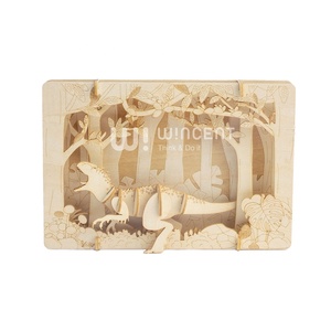 Puzzle en <span class=keywords><strong>bois</strong></span> <span class=keywords><strong>3D</strong></span> Wincent Dinosaure T-Rex Boîte à ombre Diorama de la jungle Kit de modélisme DIY Jouet éducatif STEM Décoration Cadeau Enfants - Product Image 1