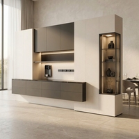 Vitrine moderne en verre, buffet en bois, console de rangement avec éclairage d'appoint LED, taille personnalisée pour salon, hôtel