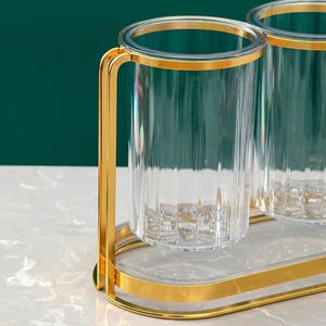 Mutfak plastik Metal altın tek tüp çift tüp çatal kaşık depolama tutucu kutusu raf kafes - Product Image 2