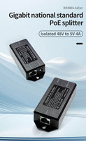 Standart Gigabit POE Splitter 5V 4A IEEE802.3af/at ABS Plastik Güç Kaynağı IP Kamera için Çoklu Arayüz Muhafazası