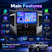 Système de navigation stéréo pour voiture compatible avec Tacoma 2005-2015, écran tactile Android 15 IPS, CarPlay sans fil, GPS, WiFi, USB, multimédia