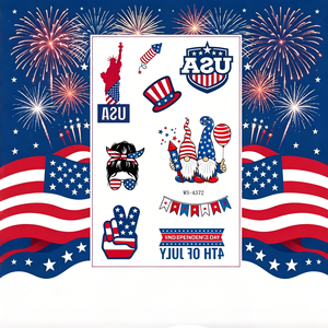 4th of July Temporary Tattoo <b>Stickers</b> Waterproof American <b>Flag</b> Patriotic Tattoos for Kids Adults Independence Day Party Favors - Product Image 1