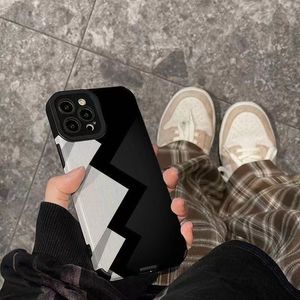 Custodia per <span class=keywords><strong>iPhone</strong></span> 17Air 13 <span class=keywords><strong>14</strong></span> 15 16 <span class=keywords><strong>Pro</strong></span> Max con motivo geometrico creativo a polilinee, <span class=keywords><strong>nera</strong></span> e bianca, morbida e antiurto - Product Image 5