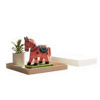 Theperfectbazaar Paire de chevaux en bois faits à la main, design Art Déco, motif animalier, artisanat en bois, décoration d'intérieur multi-pièces, cadeau Uttar
