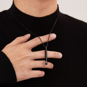 Joyería de cremación, collar de Perfume de cilindro con incrustaciones de circón de acero inoxidable, collar de urna de recuerdo de cenizas conmemorativas para mascotas para hombres - Product Image 2