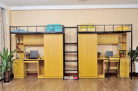 Cama litera doble para estudiantes, estructura de cama alta, cama escolar, apartamento universitario, muebles de dormitorio de madera y metal, tubo metálico moderno