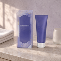 Boîte d'emballage personnalisée pour lotion corporelle, boîte en papier imprimé marbre violet avec tube pour les soins de la peau
