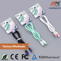Câble tressé en cuivre pur de qualité supérieure 3A 30W PD à charge rapide Type-C pour téléphone portable, dégradé de cristaux de glace, vente en gros
