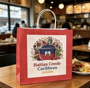 Sac de courses en papier kraft biodégradable réutilisable avec cordon de serrage et poignées, faible MOQ, impression personnalisée, sac cadeau de luxe - Product Image 1