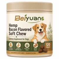 Friandises à Mâcher Apaisantes au Chanvre Marque Blanche pour Chiens, Saveur Bacon, Soulagement du Stress et de l'Anxiété, Complément Alimentaire pour Animaux, 120 Unités, Toutes Races, 4G/PC