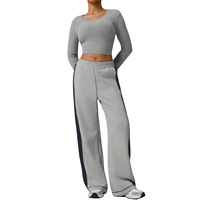 Jumpsuit Olahraga Berkualitas Tinggi Model Baru, Custom, Tebal, 2 Potong Wanita, Atasan Longgar Unisex, Celana Santai dan Hoodie