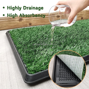 Tapis en herbe artificielle pour chien <span class=keywords><strong>de</strong></span> grande taille 35x22,6 pouces avec plateau, bac à litière pour chien lavable avec patch en herbe artificielle - Product Image 3