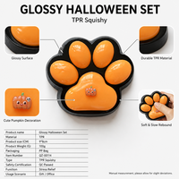 Jouets Squishy Halloween – Lot de 4 Figurines Brillantes en TPR : Citrouille, Sorcière, Fantôme, Grimaceur – Anti-stress Certifié QC – Boîte Cadeau Décorative