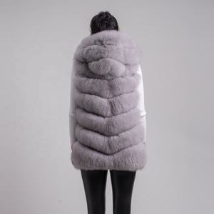 QIUCHEN- QC8056 FREE SHIPPING New Arrival Full Pelt Real fox Fur Hoodie Vest High Quality Thick fox Fur <strong>Gilet</strong> Fashion Girl'<strong>s</strong> - Product Image 4