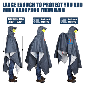 Poncho unisexe d'extérieur pour <span class=keywords><strong>vélo</strong></span>/moto/scooter Veste d'équitation Imperméable <span class=keywords><strong>Cape</strong></span> de camping Polyester Gris Randonnée Vêtements de pluie Camping - Product Image 5