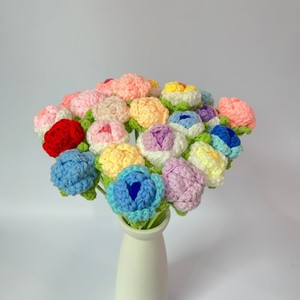 Flores Tejidas a Crochet Hechas a Mano, Flores Artificiales <span class=keywords><strong>de</strong></span> Hilo <span class=keywords><strong>de</strong></span> Lana, Decoración para el Hogar, Regalo, Venta al Por Mayor - Product Image 3