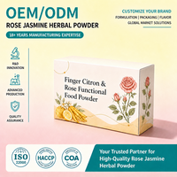 Bubuk Herbal Mawar Melati OEM ODM Label Pribadi Grosir Kelp Ginseng Penyeimbang Stres Kecantikan Kulit Bercahaya