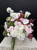 Fleur artificielle Qingdao Golden Handicraft pour mariage, 80 cm, en soie, hydrangea vert et blanc, rose rose, boule de fleurs pour décoration de mariage