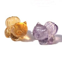 Collier pendentif Pikachu sculpté en cristal de fluorite arc-en-ciel, motif Pokémon, avec trou vertical, mini sculpture artisanale Pokémon