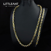 Parure de bijoux collier hip-hop pour homme collier et bracelet en acier inoxydable plaqué or 18 ct