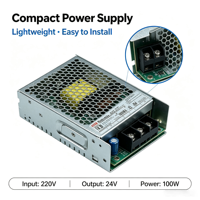 Alimentation LED compacte LRS-100--24 100W avec protection contre les surcharges, les courts-circuits et les surtensions pour les panneaux de commande d'automatisation