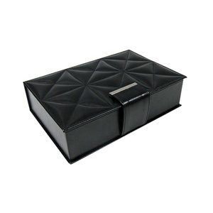 Luxury magnetic closure gift box leather jewelry case with mirror