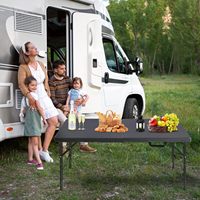 Table pliante utilitaire de camping et d'artisanat moderne IUNNDS, réglable en hauteur, 4 pieds/6 pieds, table en plastique d'extérieur pour entrepôt, école