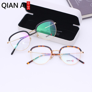 Lunettes de vue demi-cerclées ovales Qianai en acétate, légères, protection contre la lumière bleue, unisexe, verres plats 15062 - Product Image 2