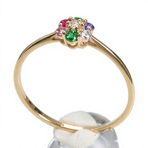 14K Solid <b>Gold</b> Flower Gemstone <b>Ring</b> for Women <b>Vintage</b> Prong Set Sapphire Amethyst Emerald Ruby Wedding Party Gift - Product Image 2