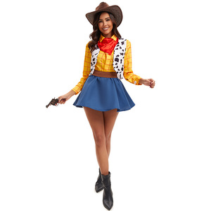 Costumes de couple Woody de Toy Story, tenues de cowboy western pour hommes et femmes, ensemble de cosplay d'Halloween pour adultes - Product Image 5
