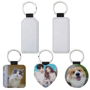 Custom Blank Heat Transfer Diy Double-Size Printed Keychain Pu <b>Leather</b> Double Sides Sublimation <b>Keyring</b> - Product Image 1