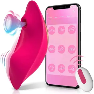 Top ứng dụng thời trang Vibrator với điều khiển từ xa, mạnh mẽ 9 chế độ rung & hút panty Vibrator đối với phụ nữ