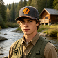 Casquette de baseball unisexe en coton lavé à six panneaux avec patch personnalisé pour la pêche à la mouche hexagonale, idéale pour les sorties de pêche en rivière et les clubs de pêche en extérieur