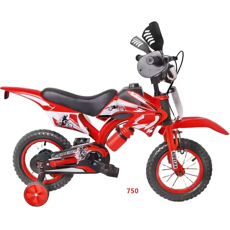 Motocicleta estilo 12/16/20 pulgadas bicicleta para niños con ruedas auxiliares