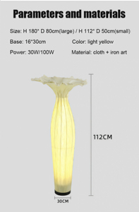 Lampe sur pied décorative de style japonais JYLIGHTING, vase, hôtel, salon, villa, design moderne, tissu, créateur, style nordique - Product Image 3