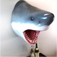 Décoration murale en résine tête de requin blanc, décoration intérieure personnalisée de luxe exotique, décoration artistique pour la maison OEM