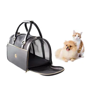 High Quality Vintage Leather Pet Bag Designer Dog Carrier Bag Pet Travel Puppy Handbag Pet Carry Bag For Small Dogs Cats