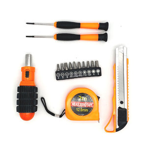 Multi Functional Tool Bag With Screwdrivers Tape Measure Knife Home Repair Kit Orange Nylon Lining - Product Image 2