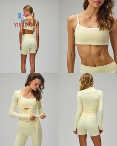 Conjunto de Yoga para Mujer con Textura Cepillada - Nuevo Traje Deportivo de Alta Calidad para Adelgazar, Ropa Deportiva Informal <span class=keywords><strong>y</strong></span> de Descanso que Realza la Figura - Product Image 2