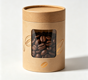 Eco-Friendly Kraft Paper Coffee Tube With Gold Foil Design Recyclable Cylindrical Canister For Coffee Beans Storage - Product Image 3