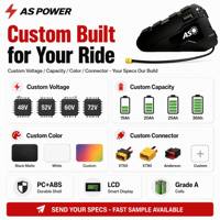 Batterie de vélo électrique Ansen 2V 20Ah PC+ABS triangulaire, état solide, 1000 cycles, légère, boîtier durable, écran LCD, cadre de vélo électrique