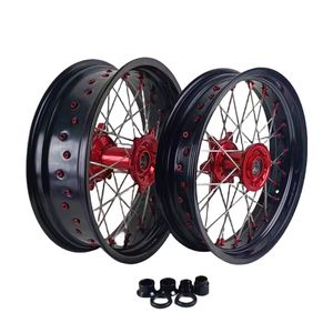 Juego de ruedas <span class=keywords><strong>Supermotard</strong></span> de montaje en venta Llanta de ruedas negras Supermoto de 17 pulgadas con bujes para <span class=keywords><strong>CRF</strong></span> 250/<span class=keywords><strong>450</strong></span> 2003-2020 - Product Image 1