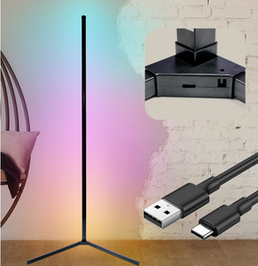 Modern <b>LED</b> Corner Floor Lamp with 16 Million DIY Color Changes Remote Control APP <b>USB</b> Power Music Rhythm Follow-White 1pack - Product Image 5