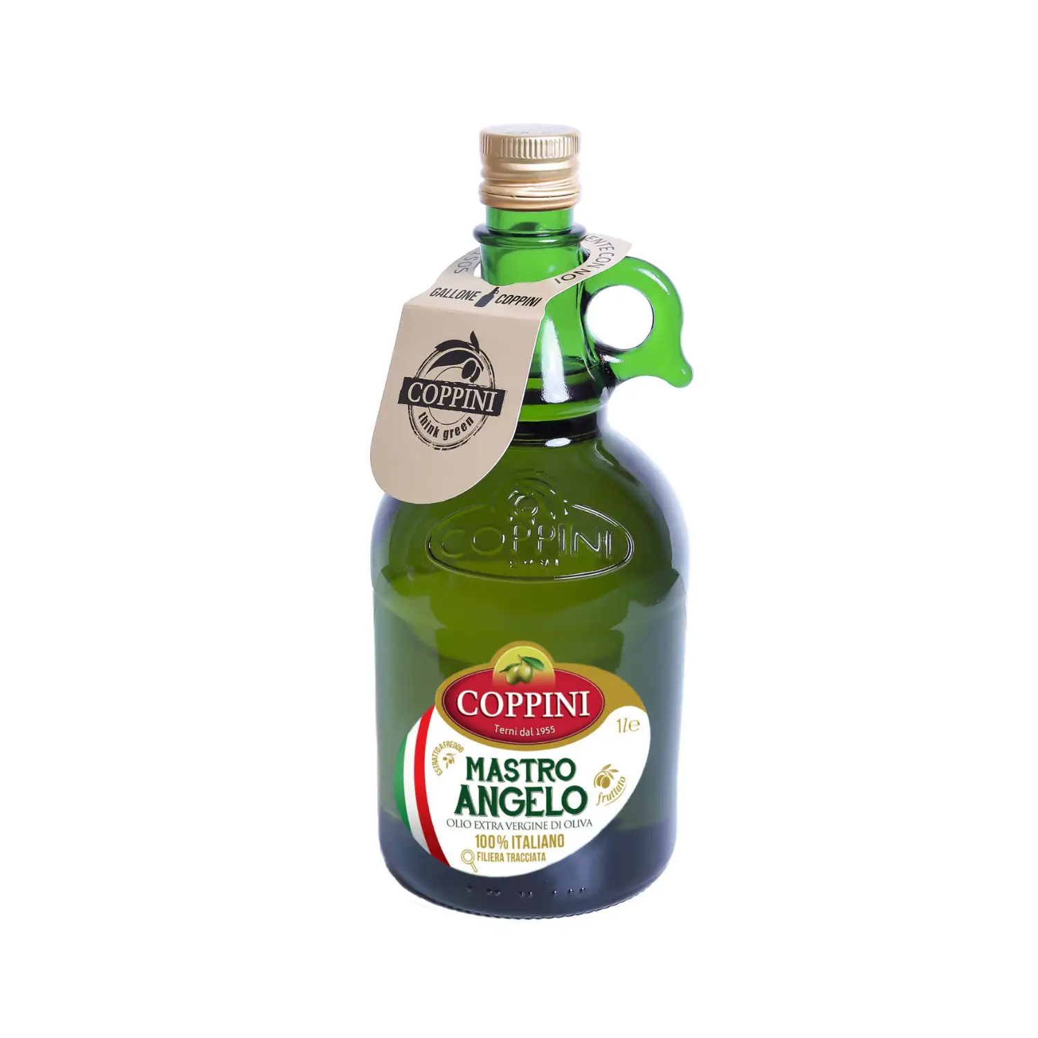 Aceite de oliva italiano Coppini, 1L, vaso de extravirgin afrutado, estilo juvenil para tus comidas