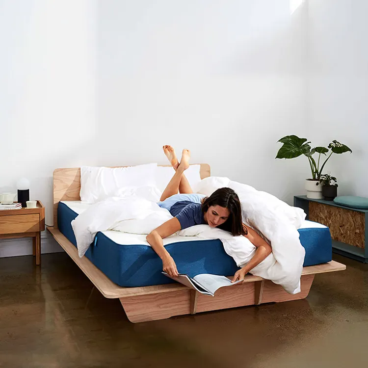 Bett cama ahşap yatak yaktı en bois minimalist yatak odası mobilyası araya kral kraliçe çift ahşap karyola iskeleti