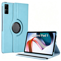 Casing Tablet Lipat Tiga 360 Derajat dengan Stand, Bahan Kulit PU Litchi, Anti Benturan, Desain Auto/Sleep, Pelindung untuk Redmi Pad
